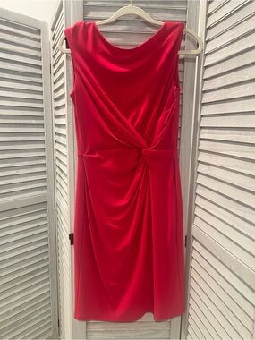 Ralph Lauren Sleeveless Knot-Detail Midi Dress - Pink, Sz 8